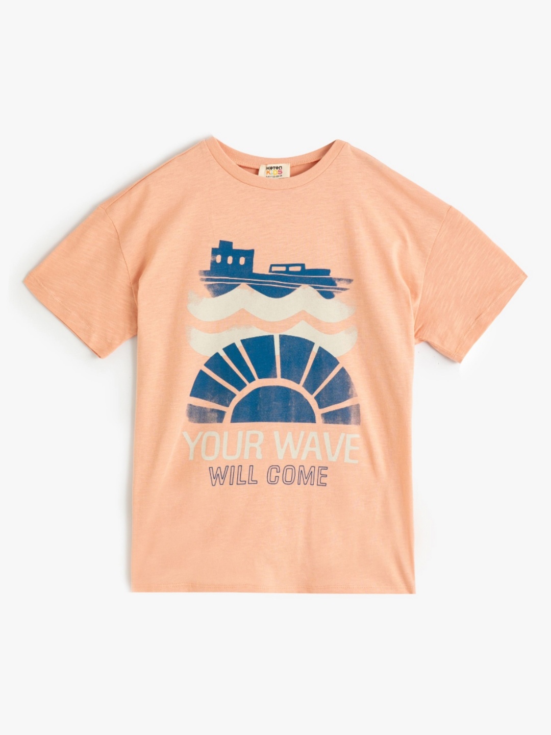 

Koton Boys Graphic Printed Round Neck Cotton T-shirt, Peach