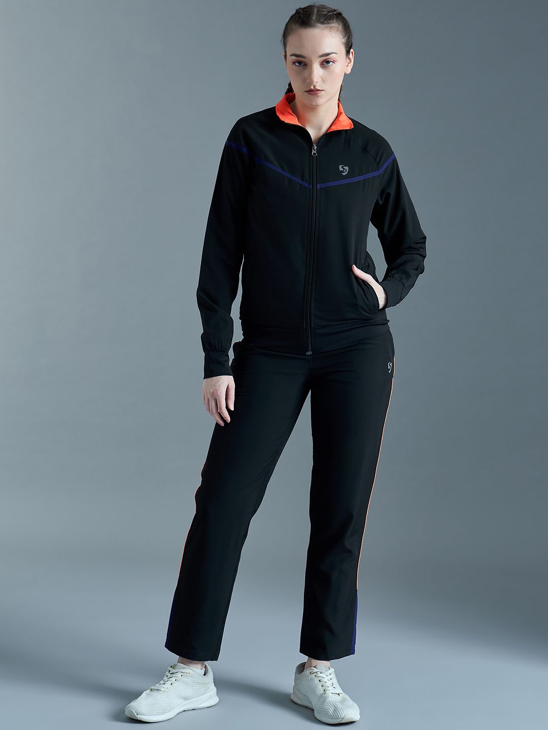 

SG Women Mid-Rise Polo Collar Tracksuits, Black
