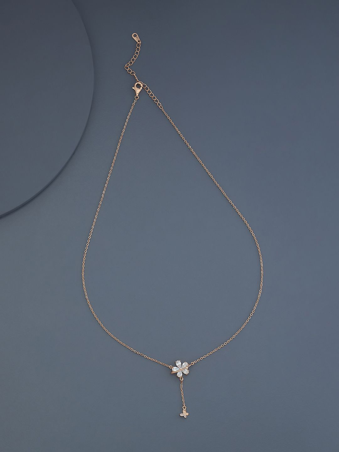 

Kushal's Fashion Jewellery Rose Gold-Plated Cubic Zirconia Stone Studded Trendy Necklace