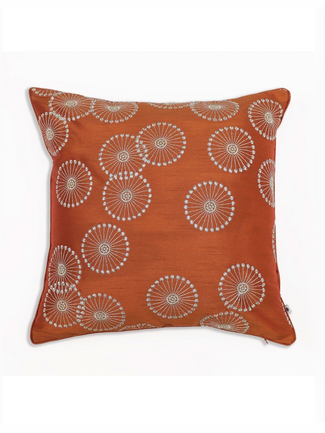 

ONSETHOMES jashn Orange & White Silk Embroidered Square Cushion Cover
