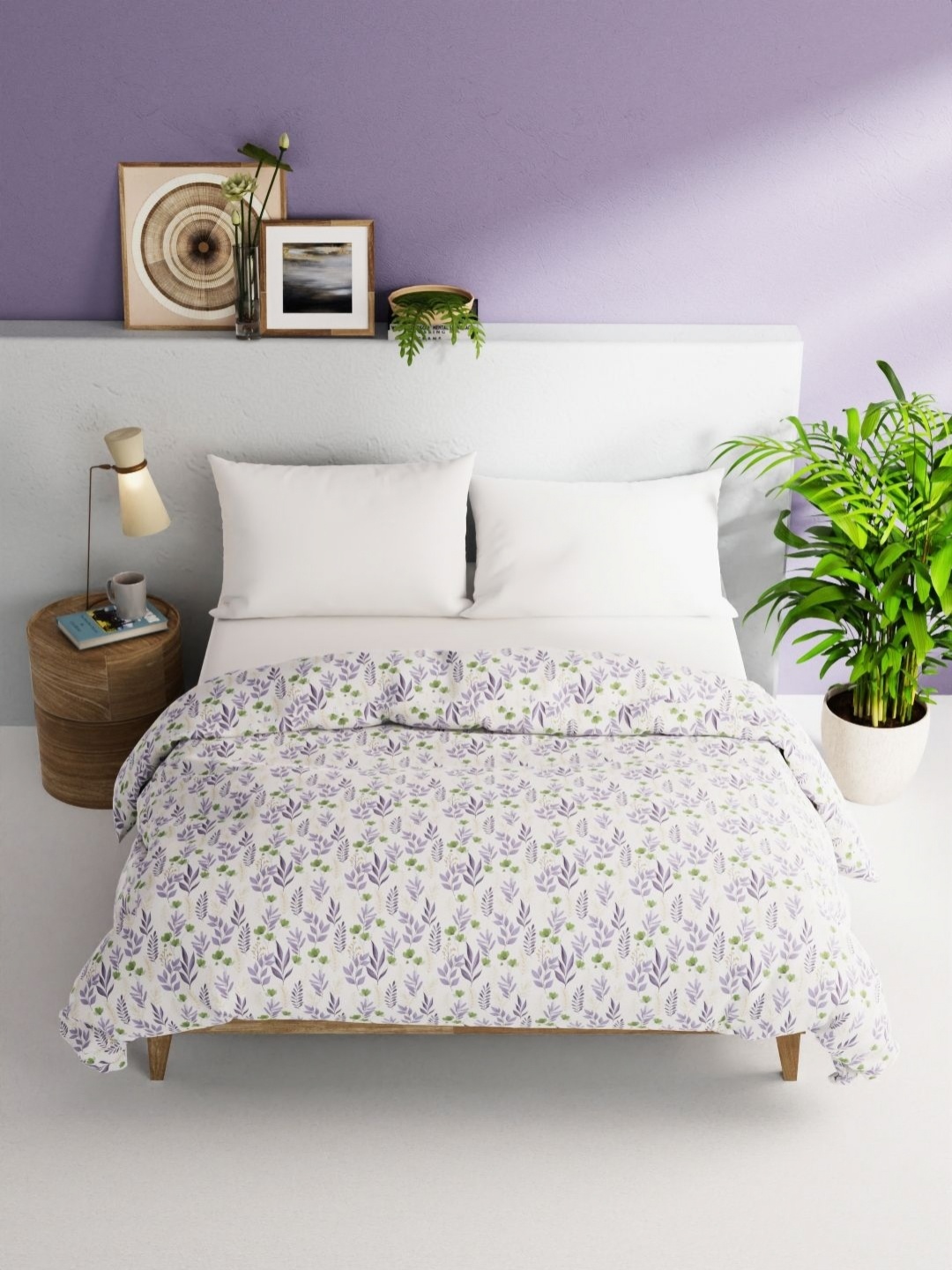 

BIANCA Green & Purple Floral AC Room 300 GSM Double Bed Comforter