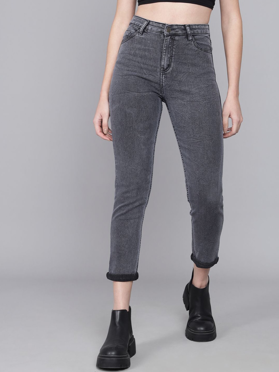 

Kotty Women Jean Bootcut High-Rise Stretchable Jeans, Black