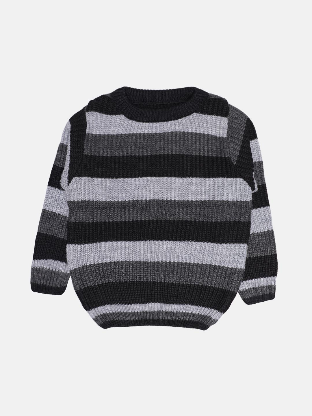 

CHKOKKO Boys Striped Woollen Pullover, Black