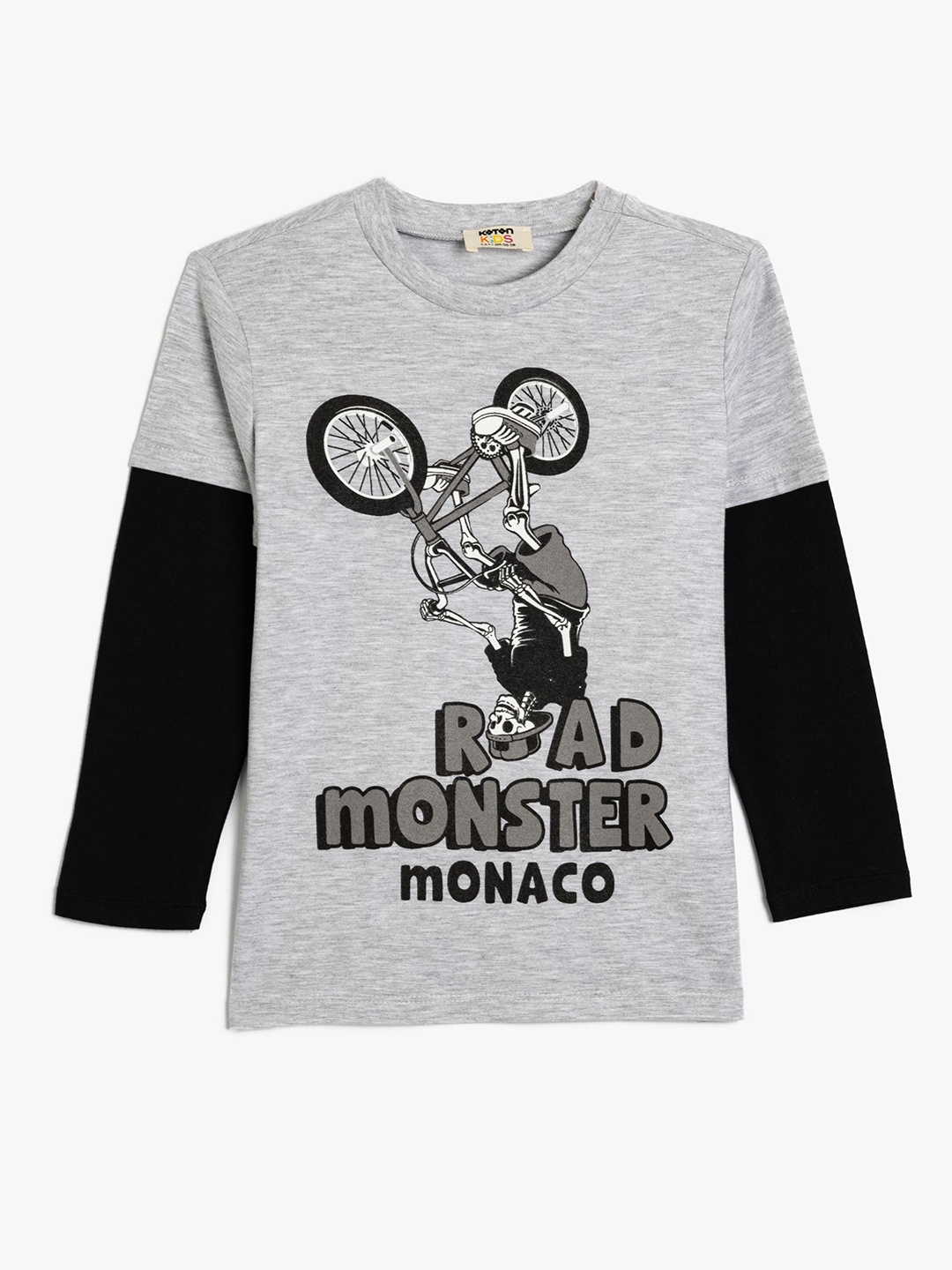 

Koton Boys Graphic Printed Round Neck Cotton T-shirt, Grey