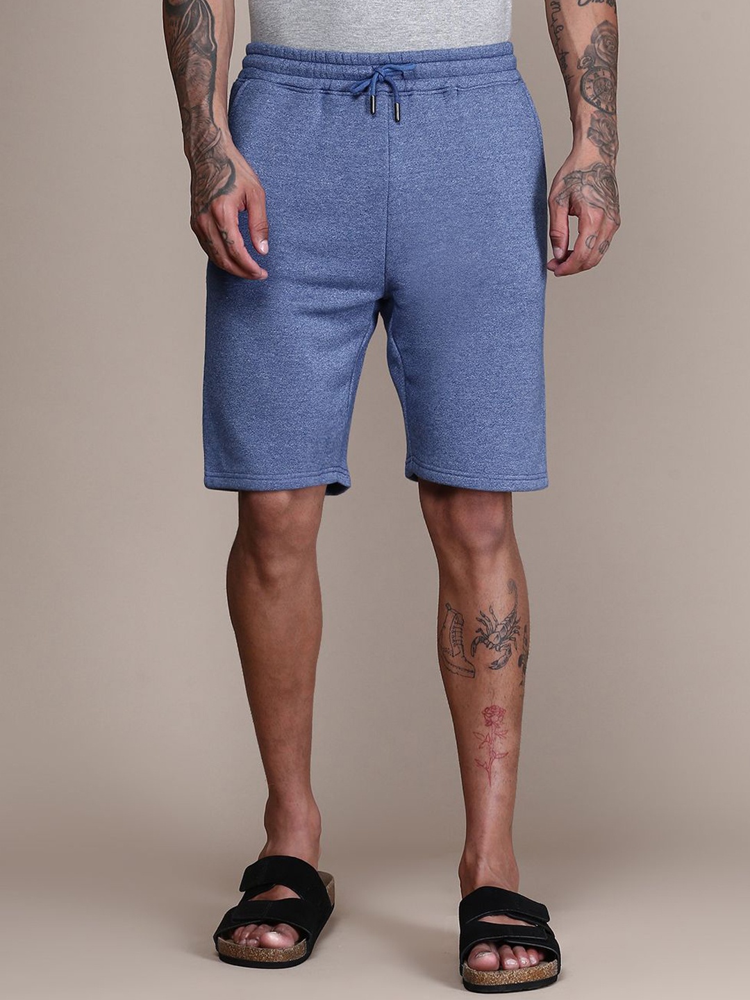 

Mast & Harbour Men Cotton Running Shorts, Blue