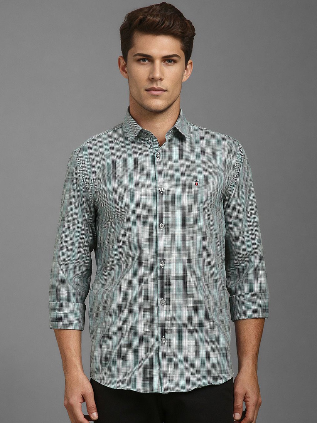 

Louis Philippe Sport Men Super Slim Fit Opaque Checked Casual Shirt, Green