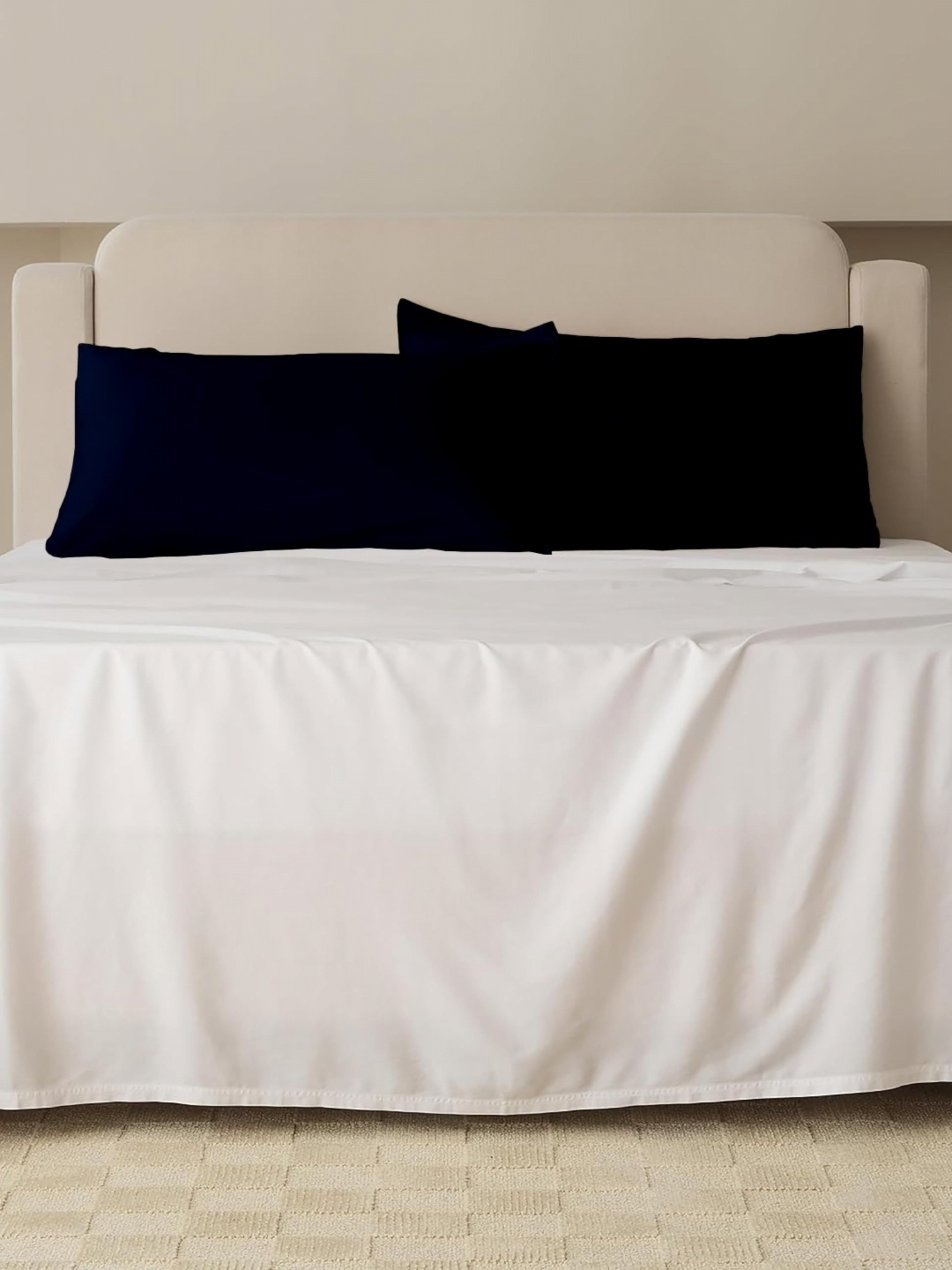 

Sleepino Navy Blue 2 Pieces Solid Pure Cotton Rectangle Pillow Covers