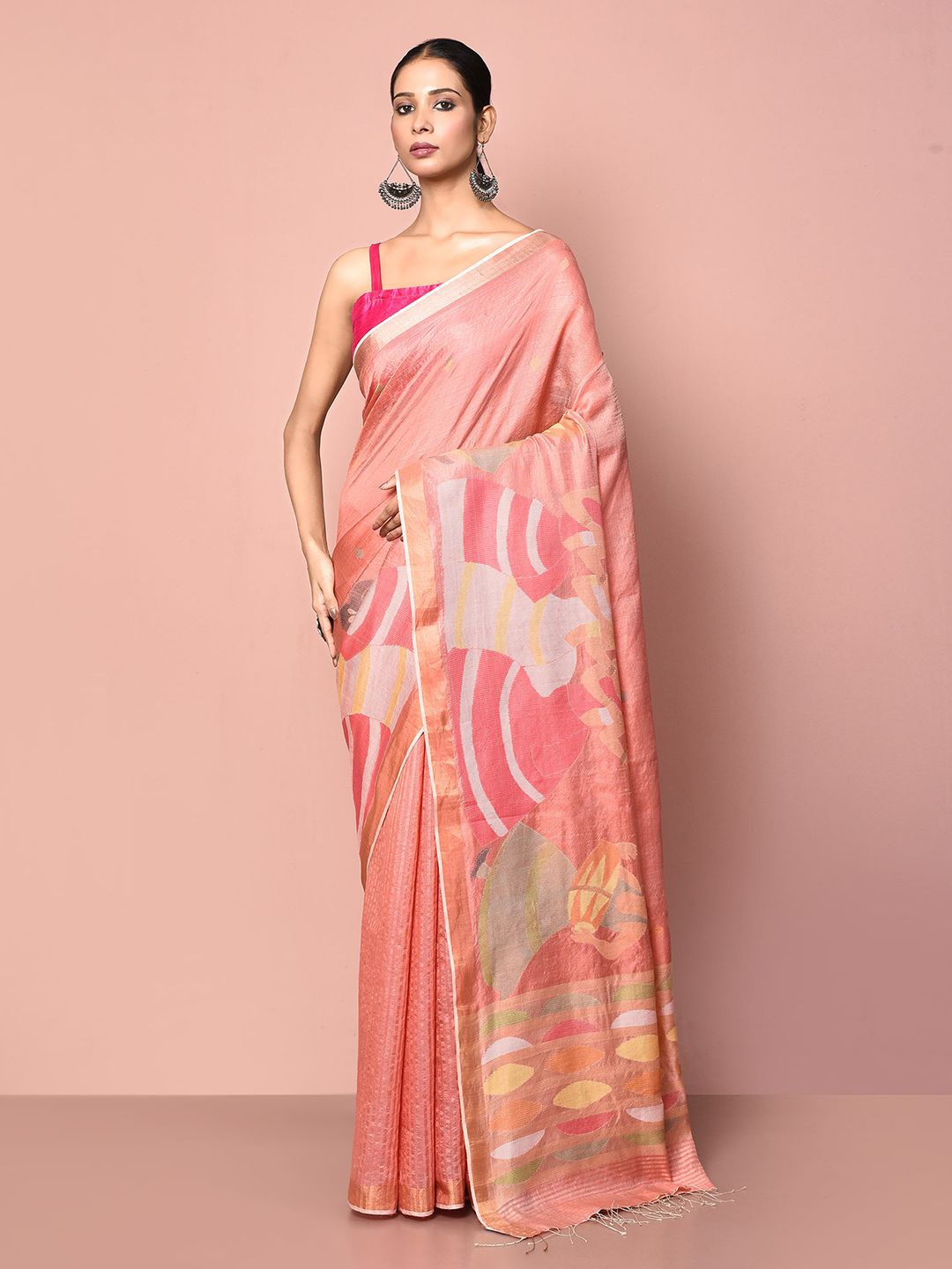 

Nazaakat by Samara Singh Woven Design Zari Art Silk Saree, Pink