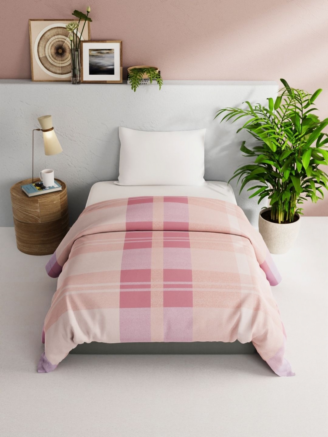 

BIANCA Pink & Purple Geometric AC Room 150 GSM Pure Cotton Single Bed Comforter
