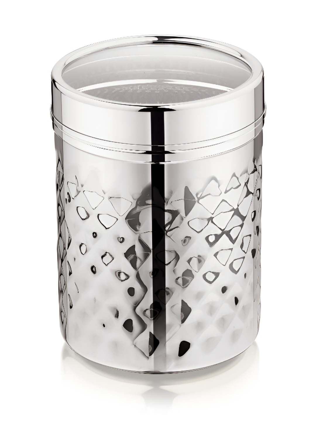 

MUKTI Silver-Toned Stainless Steel Dishwasher Safe Canister Container 1.3L