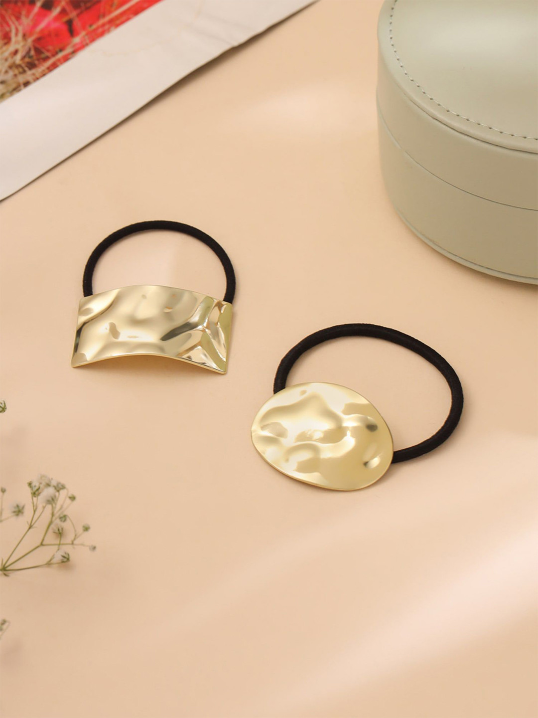 

Yellow Chimes Women Set of 2 Ponytail Holders, Black