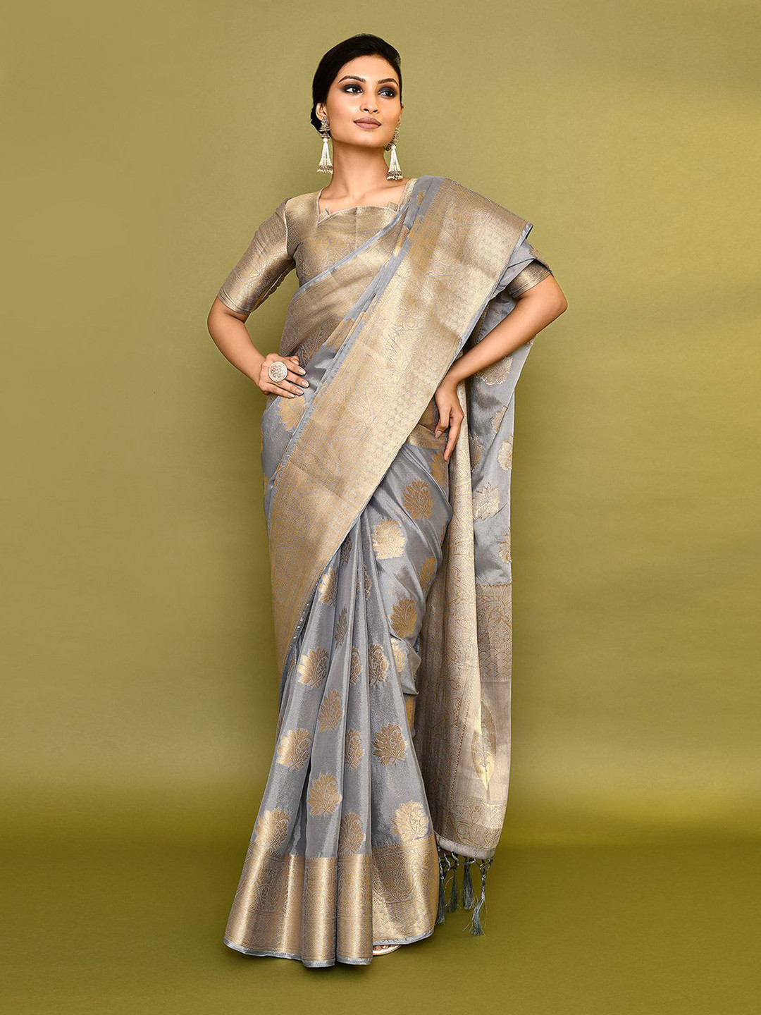 

Nazaakat by Samara Singh Woven Design Zari Saree, Grey