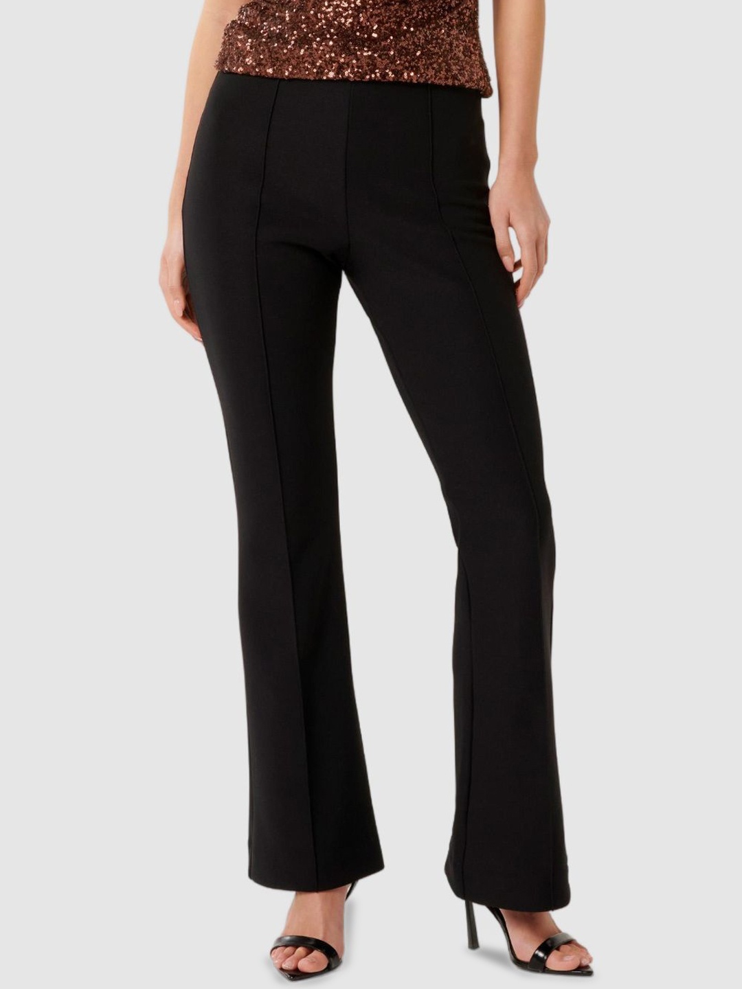 

Forever New Women Relaxed Slim Fit High-Rise Trousers, Black