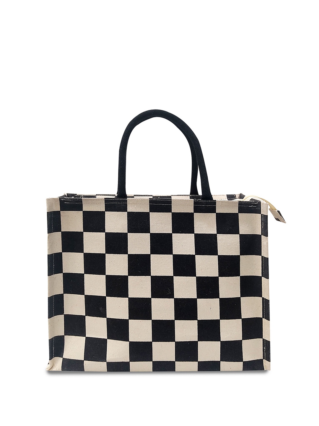

earthbags Unisex Checked Structured Handheld Bag, Black