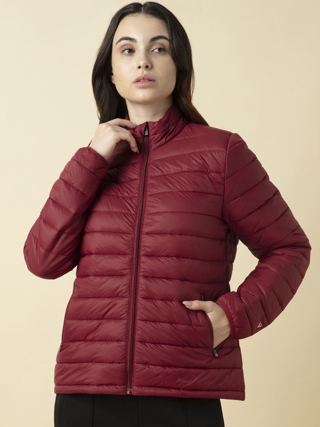 

Van Heusen Women Full Sleeves Puffer Jacket, Maroon