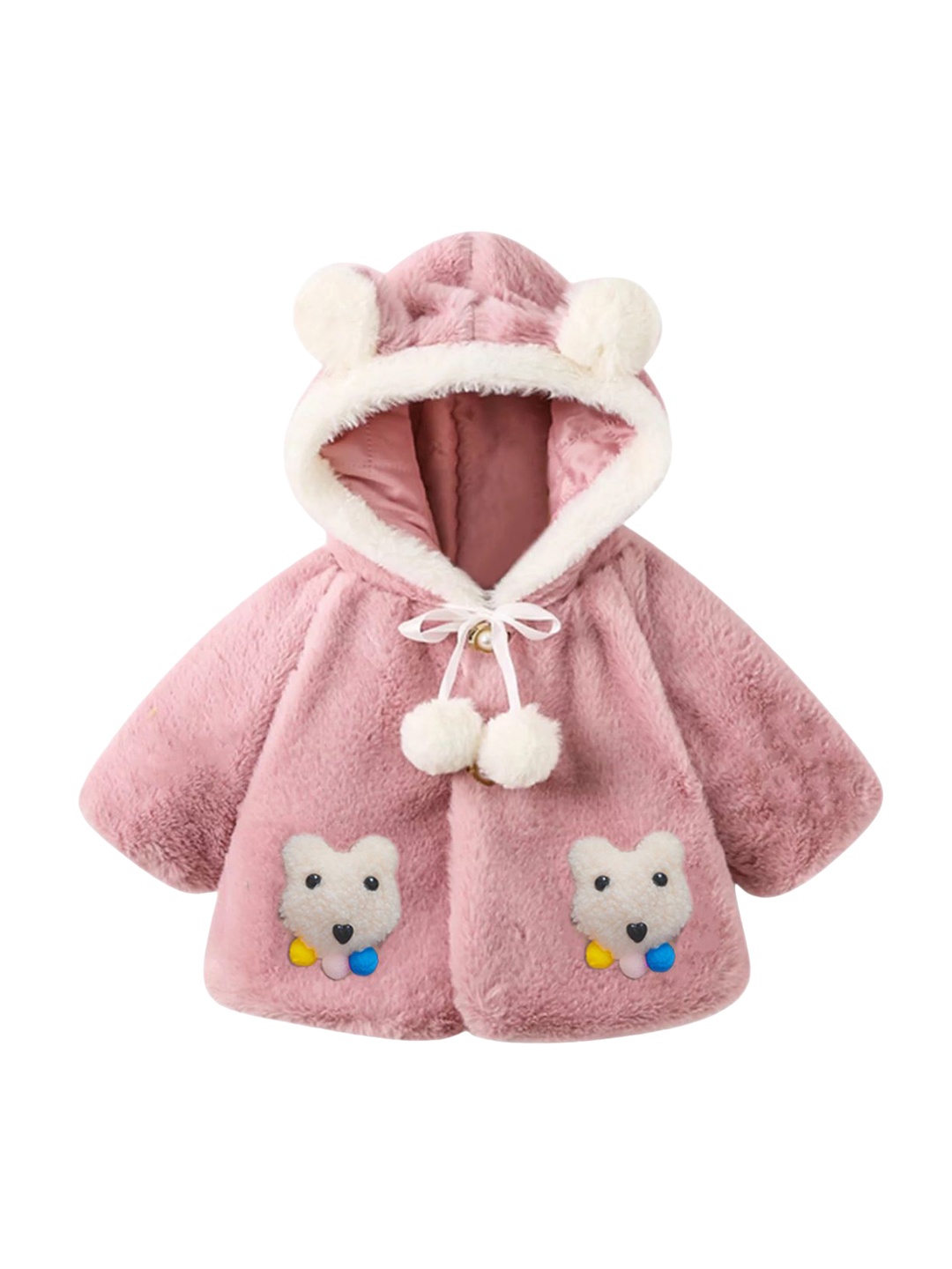 

Bold N Elegant Girls Hooded Self Design Casual Parka Jacket, Peach