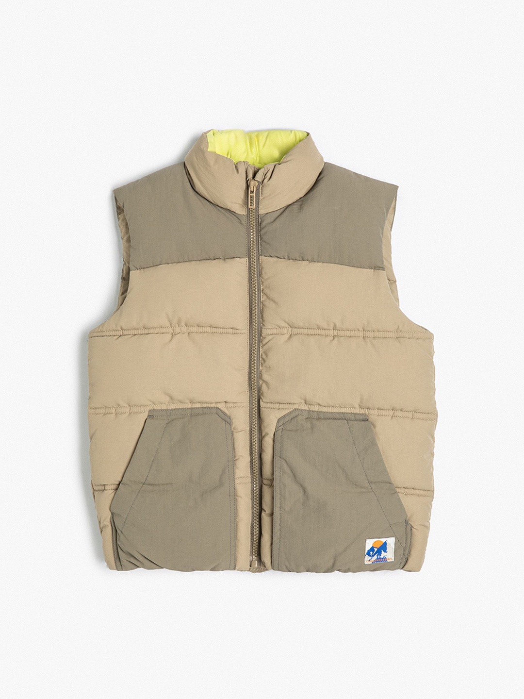 

Koton Boys Mock Collar Sleeveless Jacket, Beige