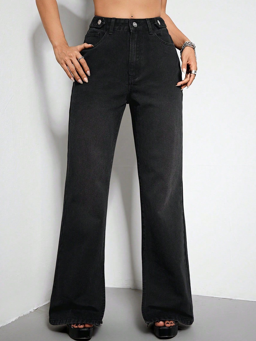 

Kotty Women Jean Bootcut High-Rise Stretchable Jeans, Black
