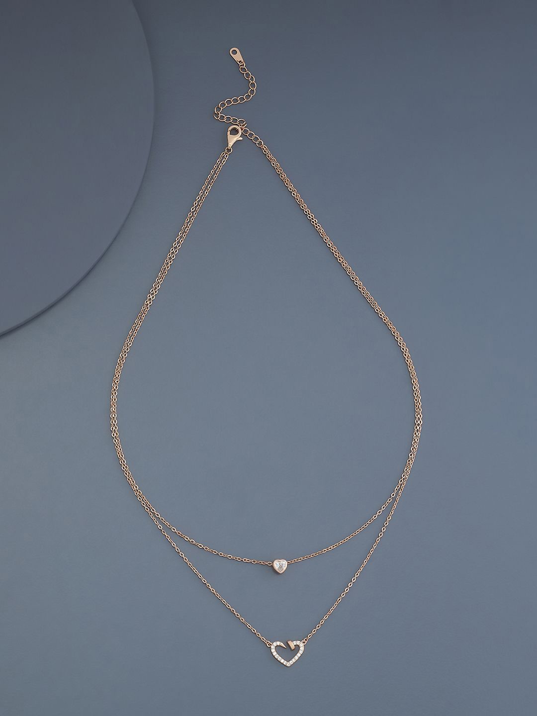

Kushal's Fashion Jewellery Rose Gold-Plated Cubic Zirconia Stone Studded Layered Necklace