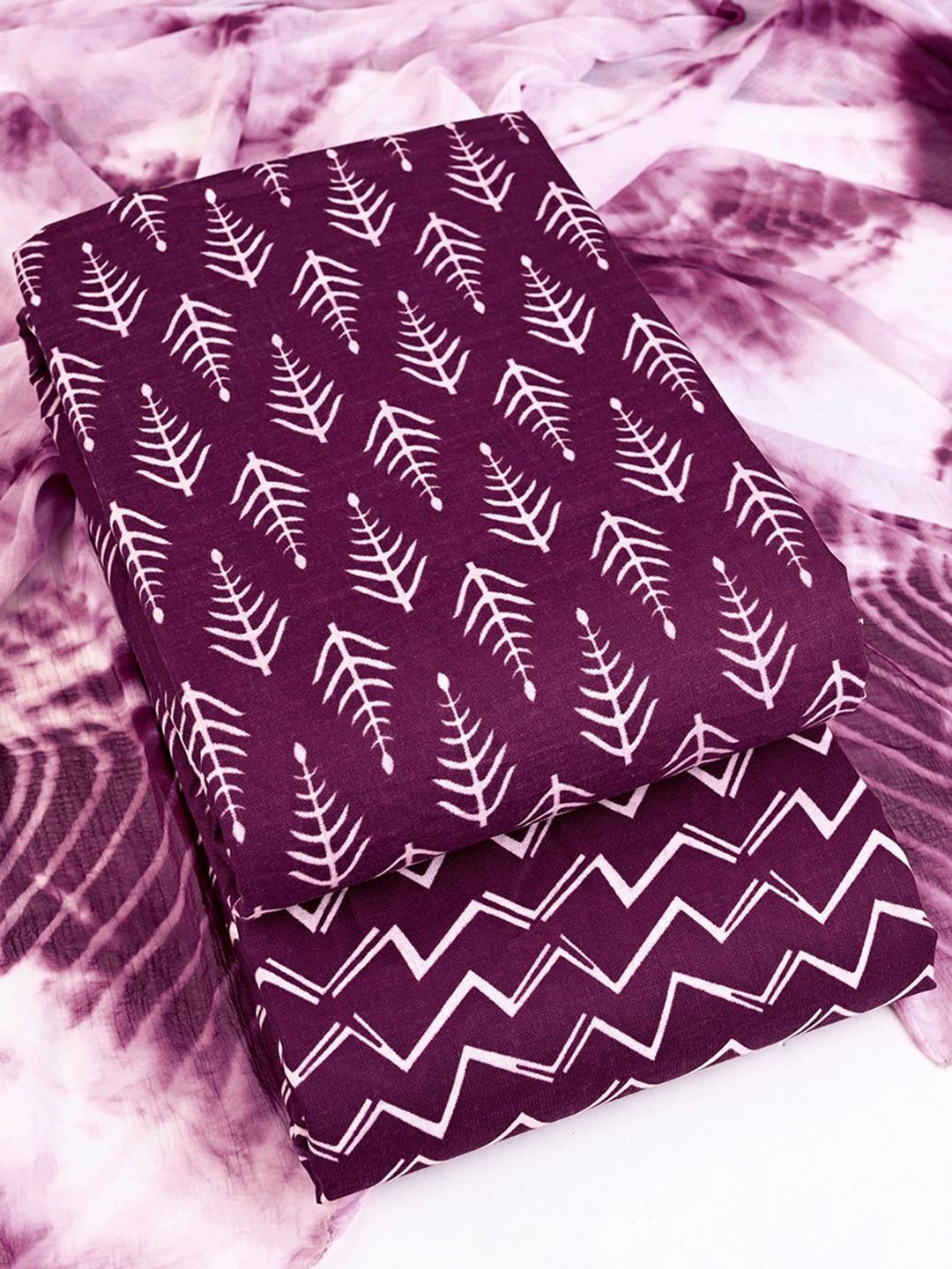 

Sun Fashion And Lifestyle Floral Printed Unstitched Dress Material, Purple