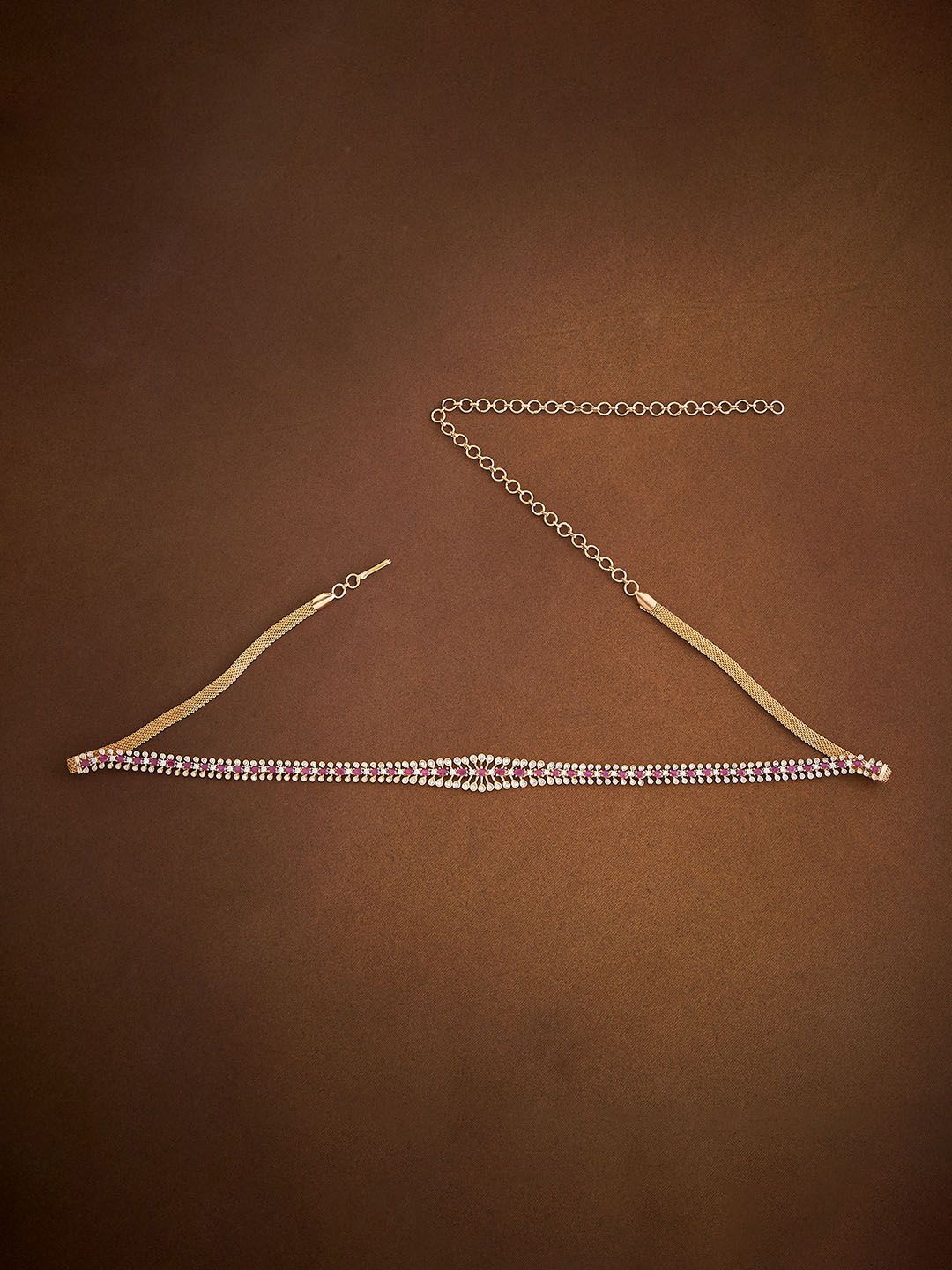 

Kushal's Fashion Jewellery Cubic Zirconia Studded Waist Chain, Gold