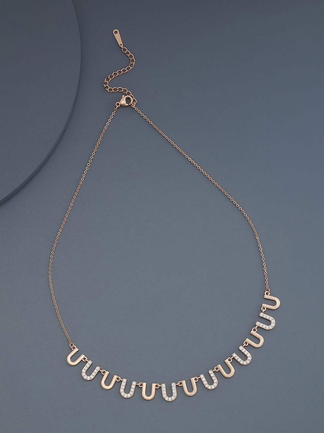 

Kushal's Fashion Jewellery Rose Gold-Plated Cubic Zirconia Stone Studded Trendy Necklace