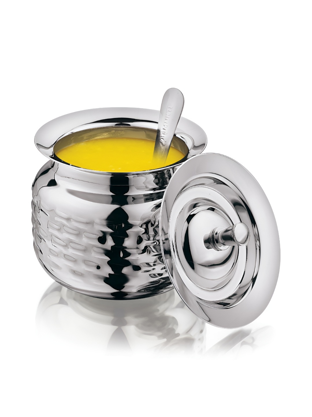 

MUKTI Silver-Toned Stainless Steel Dishwasher Safe Canister Container with Spoon 200ml
