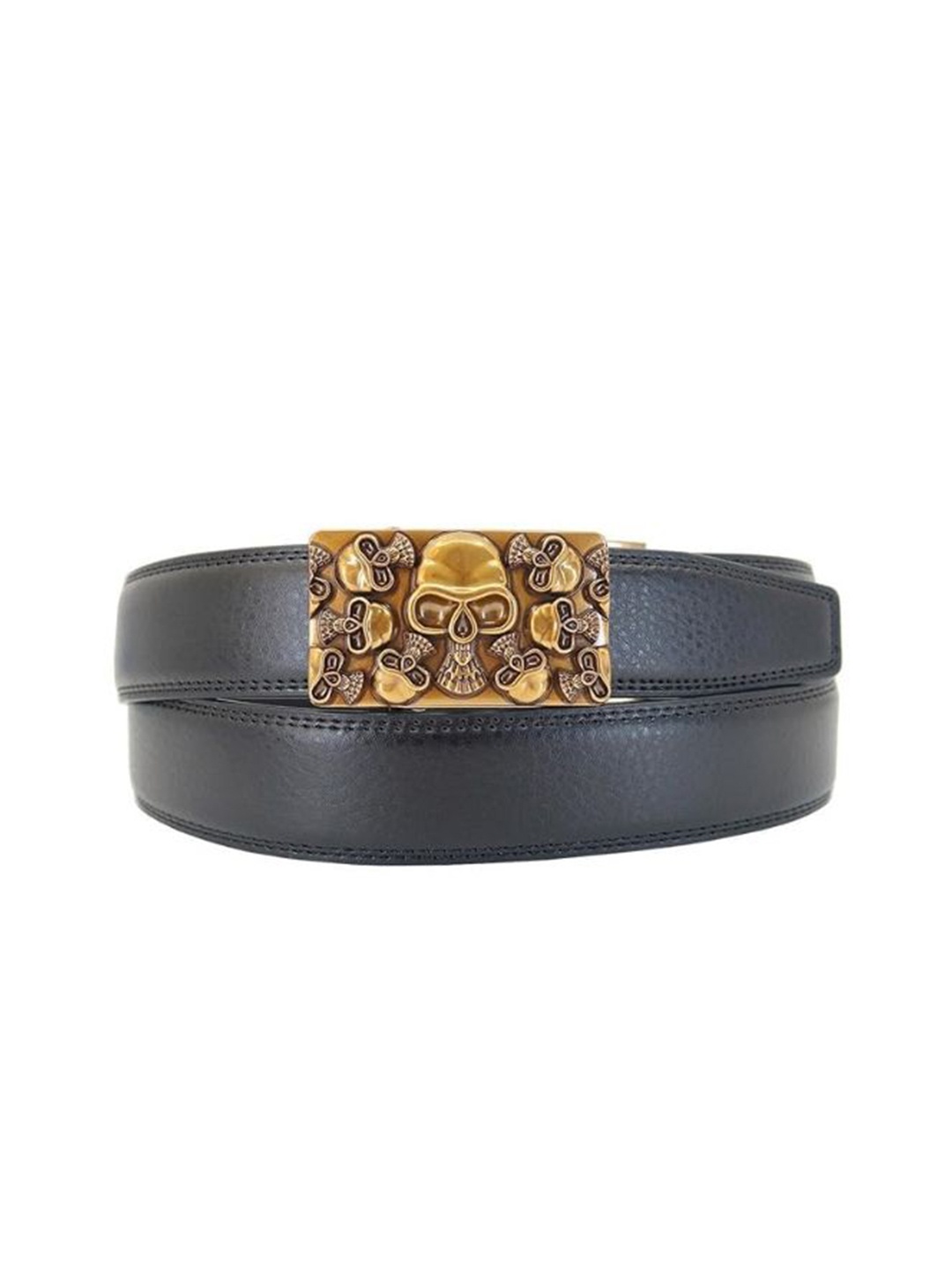 

Lulala Men Textured Leather Belt, Grey