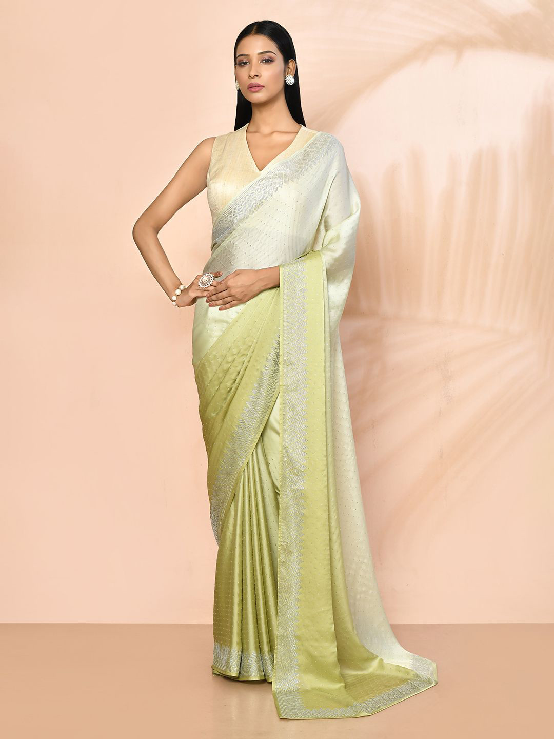 

Nazaakat by Samara Singh Woven Design Satin Saree, Green