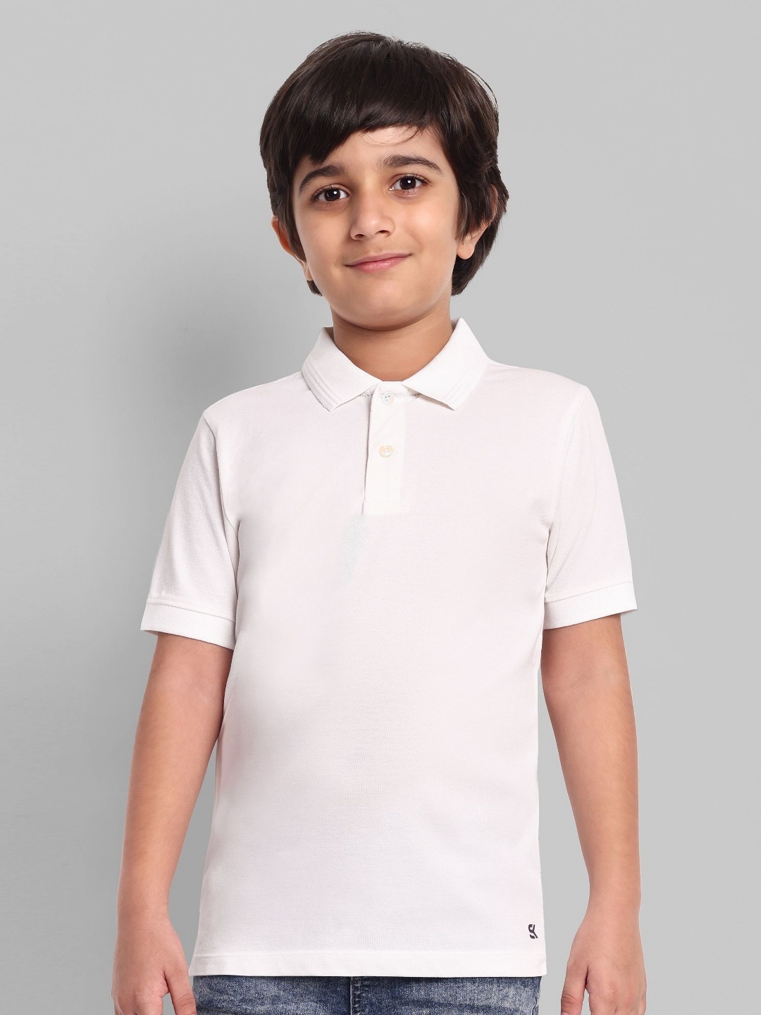 

ONE SKY Boys Solid Polo Collar Cotton T-shirt, White
