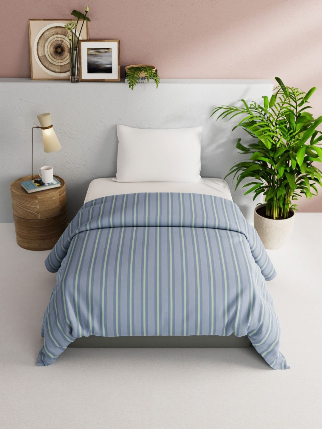 

BIANCA Victoria Blue Striped Pure Cotton AC Room 150 GSM Single Bed Comforter