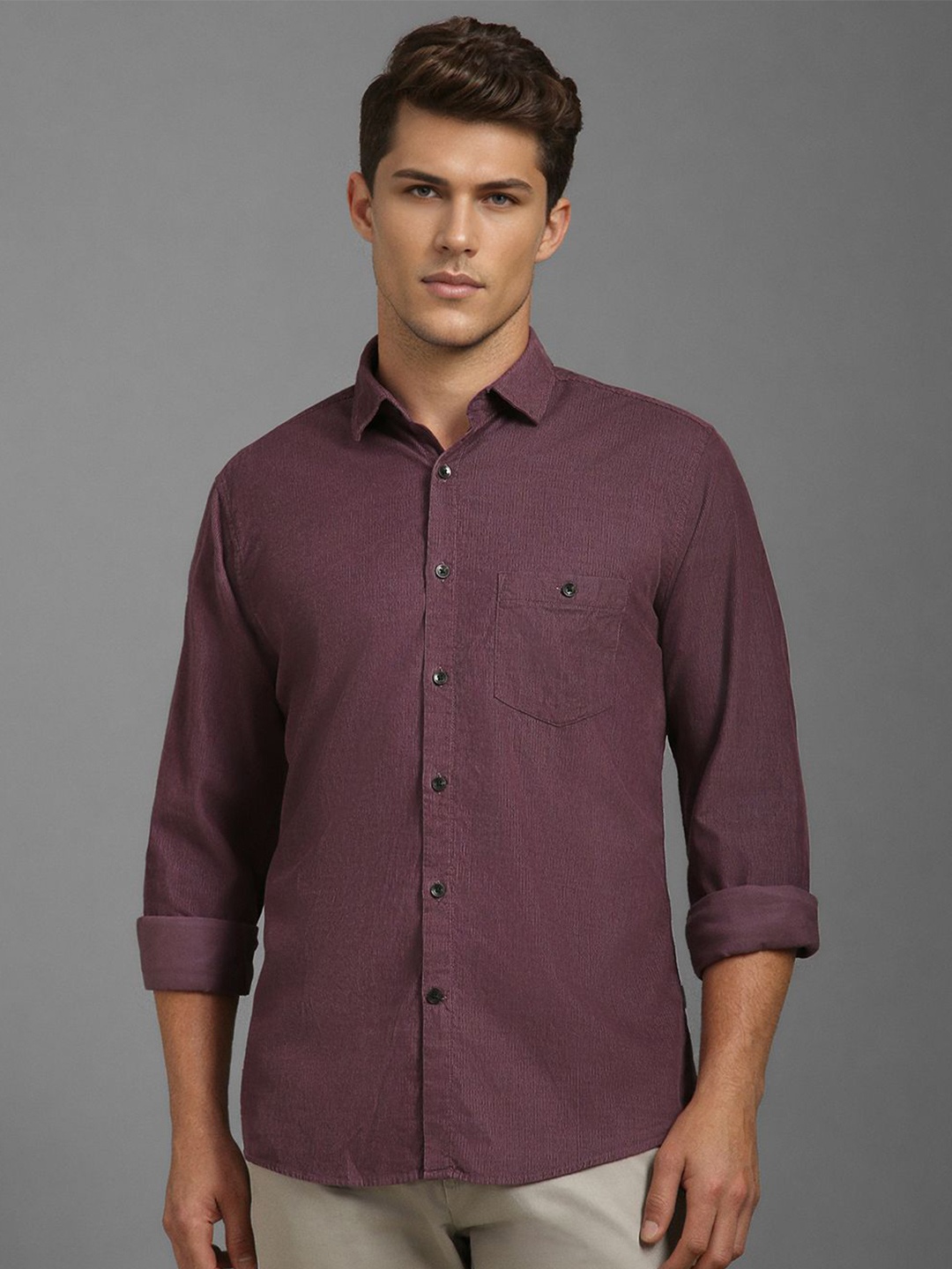 

Louis Philippe Sport Men Slim Fit Opaque Casual Shirt, Purple