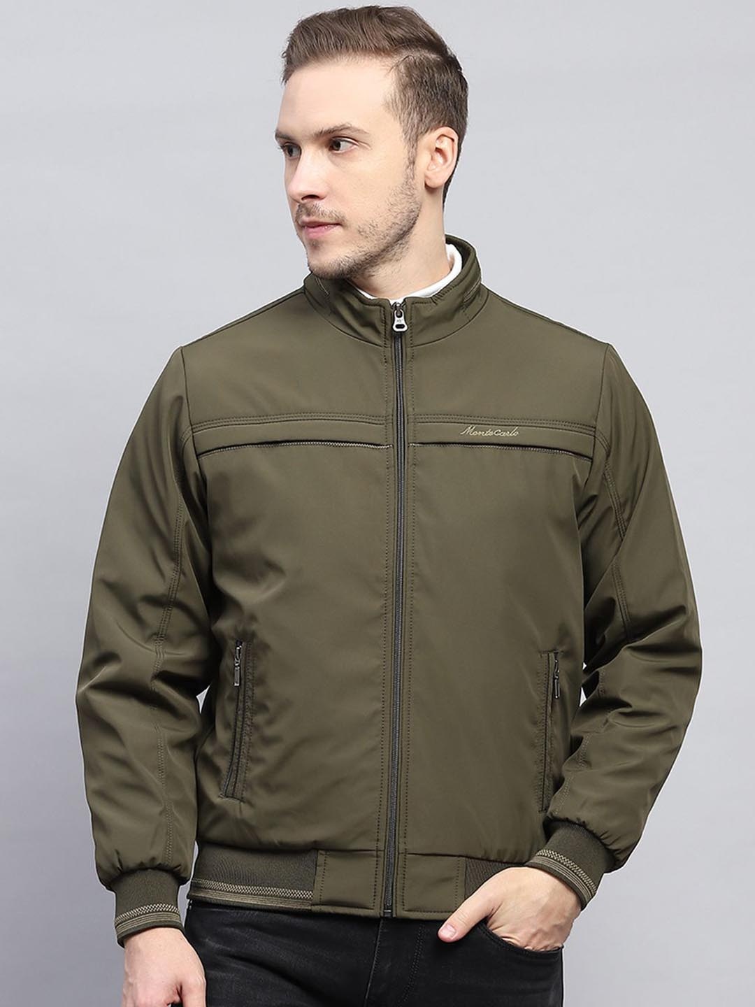 

Monte Carlo Men Mock Collar Solid Casual Padded Jacket, Olive