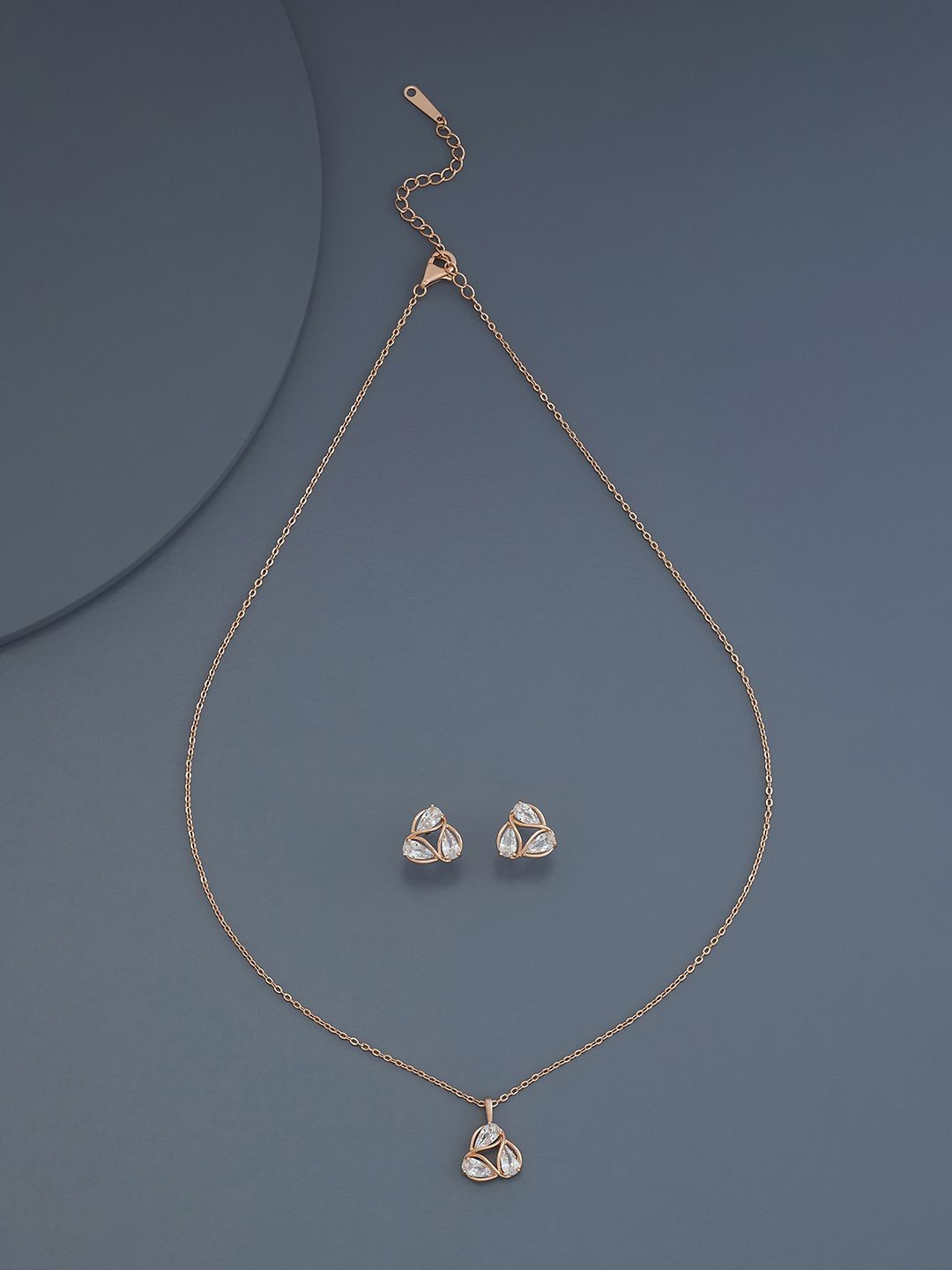 

Kushal's Fashion Jewellery Rose Gold-Plated Cubic Zirconia-Studded Jewellery Set
