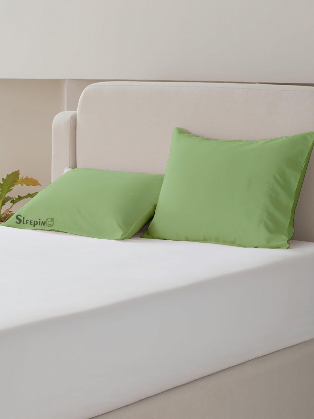 

Sleepino Green 2 Pieces Solid Pure Cotton Rectangle Pillow Covers