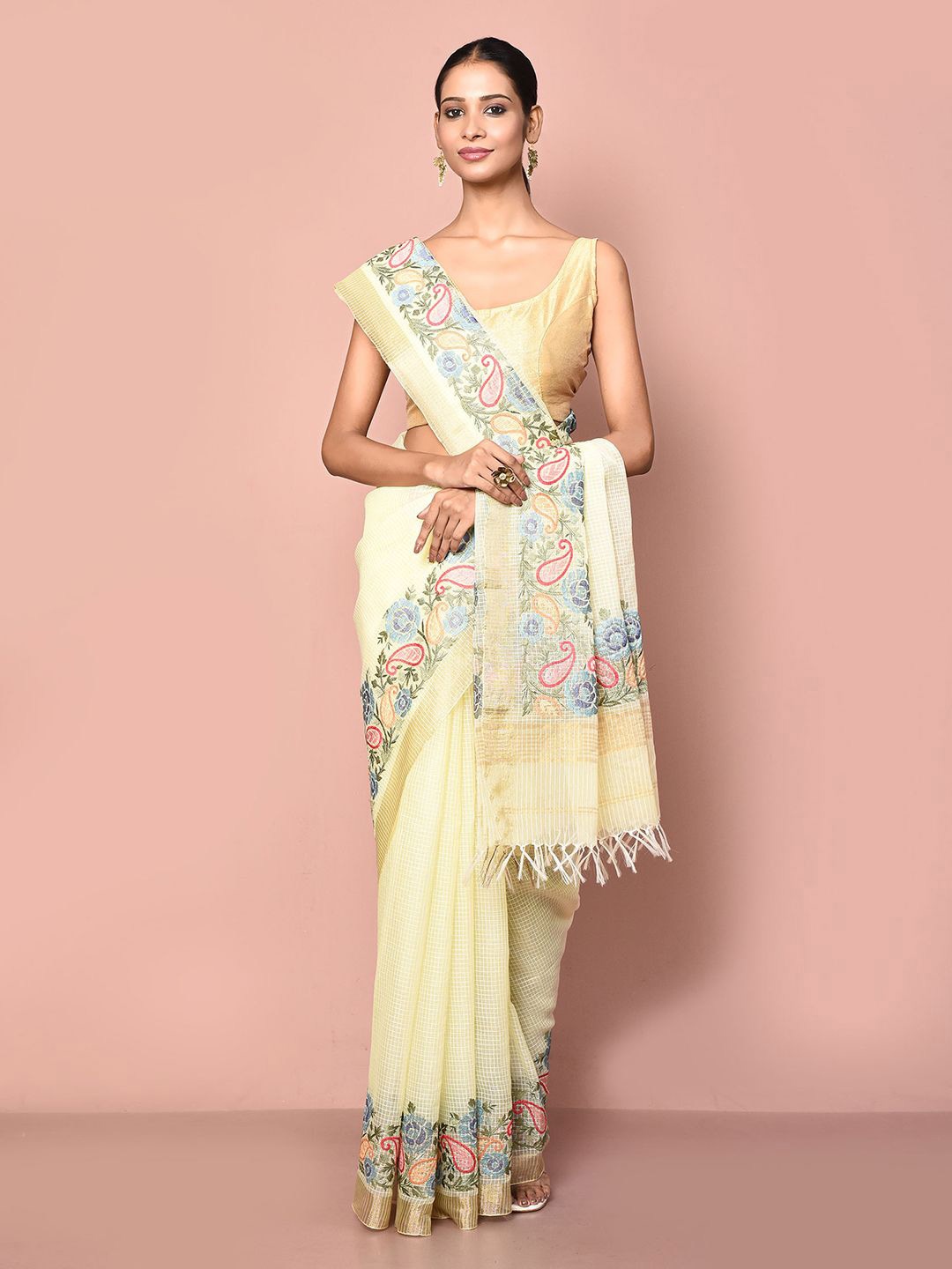 

Nazaakat by Samara Singh Woven Design Organza Saree, Yellow