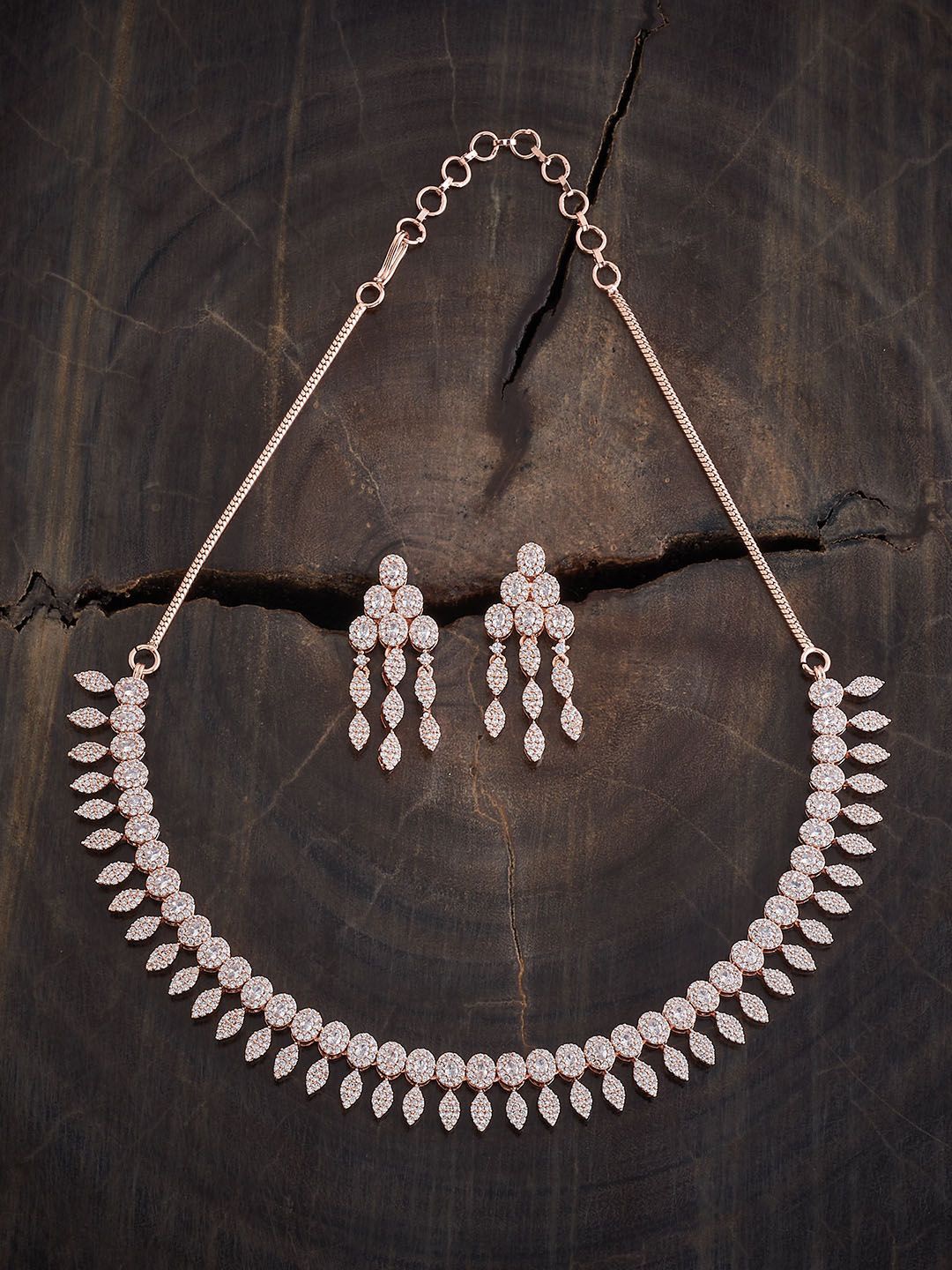 

Kushal's Fashion Jewellery Rose Gold-Plated Cubic Zirconia-Studded Jewellery Set