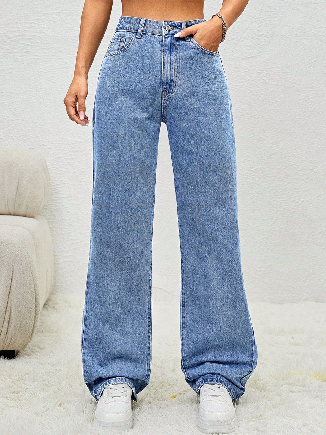 

Kotty Women Jean Straight Fit High-Rise Stretchable Jeans, Blue