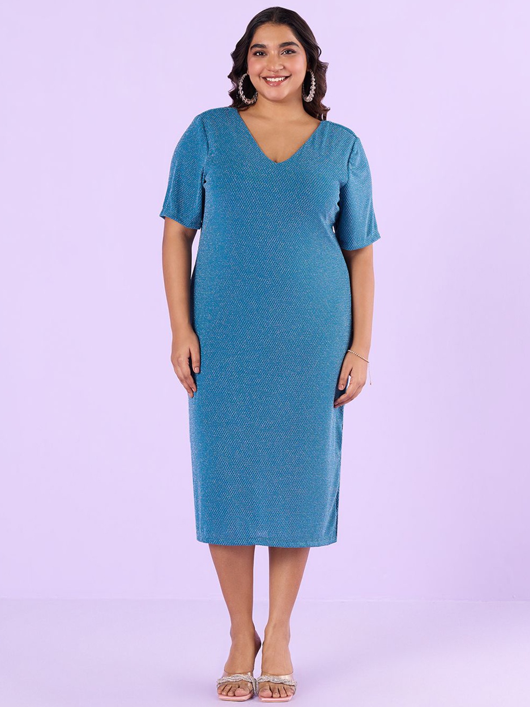 

Big Hello - The Plus Life Bodycon Dress, Teal