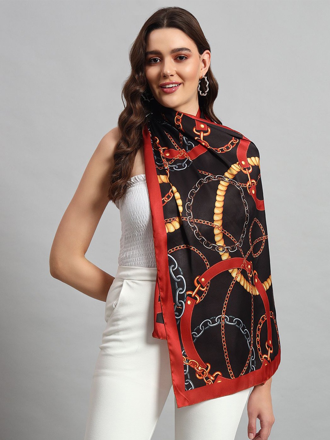 

Ravaiyaa Women Printed Scarf, Black