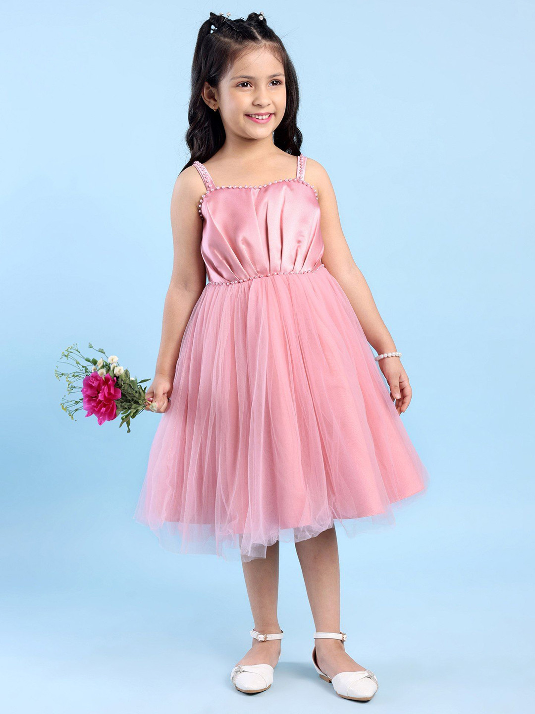 

Mark & Mia Girls Fit & Flare Shoulder Straps Dress, Pink
