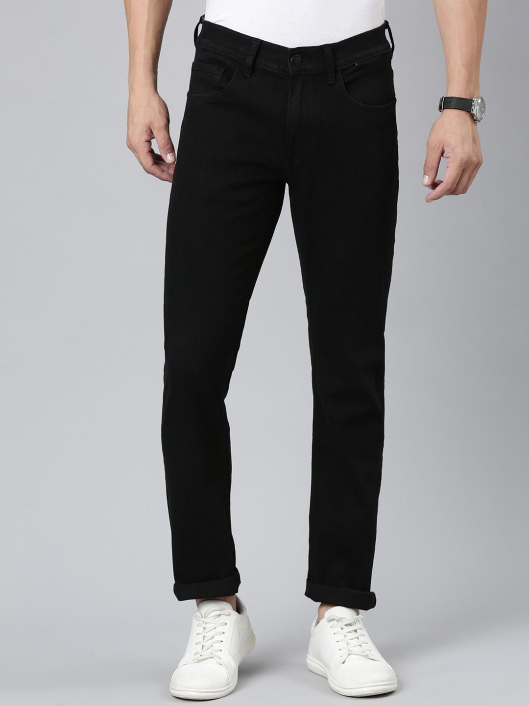 

American Bull Men Slim Fit Mid-Rise Jeans, Black