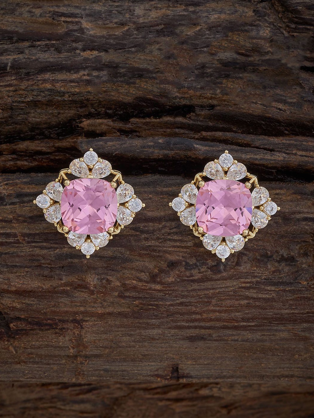 

Kushal's Fashion Jewellery Gold-Plated Square Shaped Studs, Pink