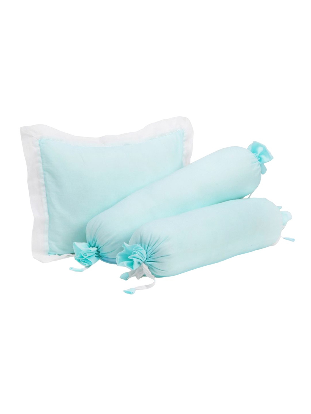 

The White Cradle 3-Pcs Baby Pillow With Bolster, Blue