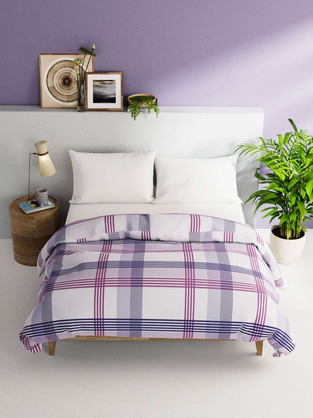 

BIANCA Purple & Blue Striped AC Room 300 GSM Double Bed Comforter