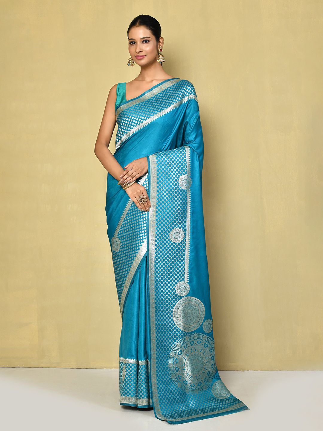 

Nazaakat by Samara Singh Zari Pure Silk Saree, Blue