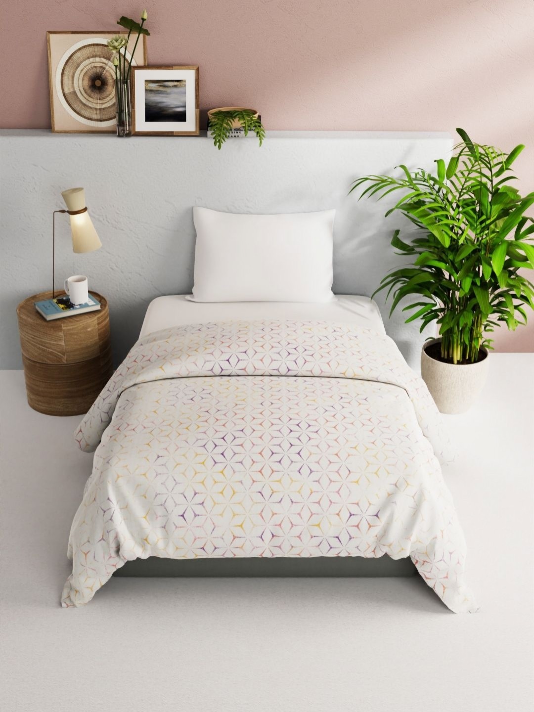 

BIANCA Off White & Purple Geometric AC Room 150 GSM Single Bed Comforter