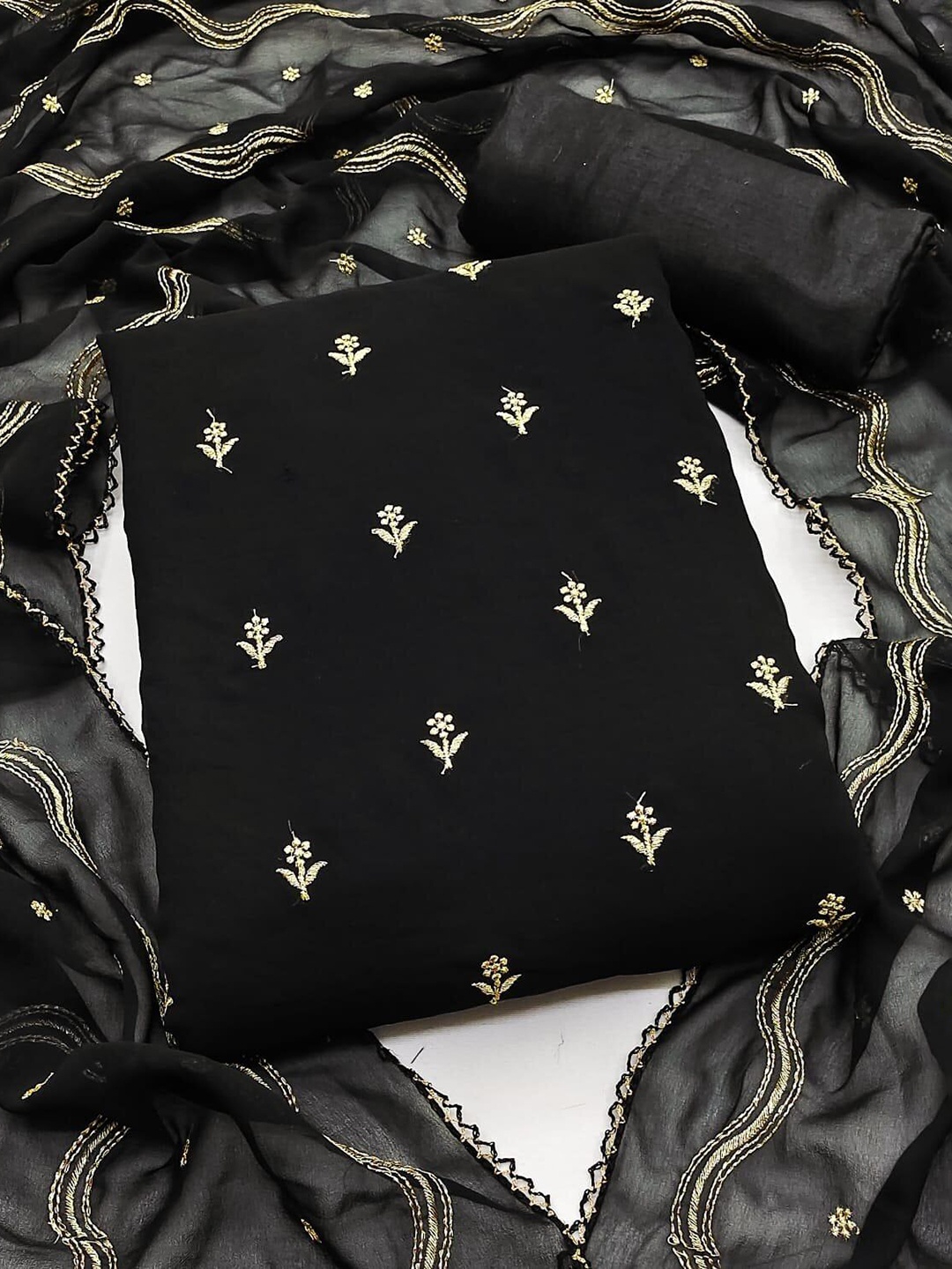 

Maroosh Ethnic Motifs Embroidered Unstitched Dress Material, Black