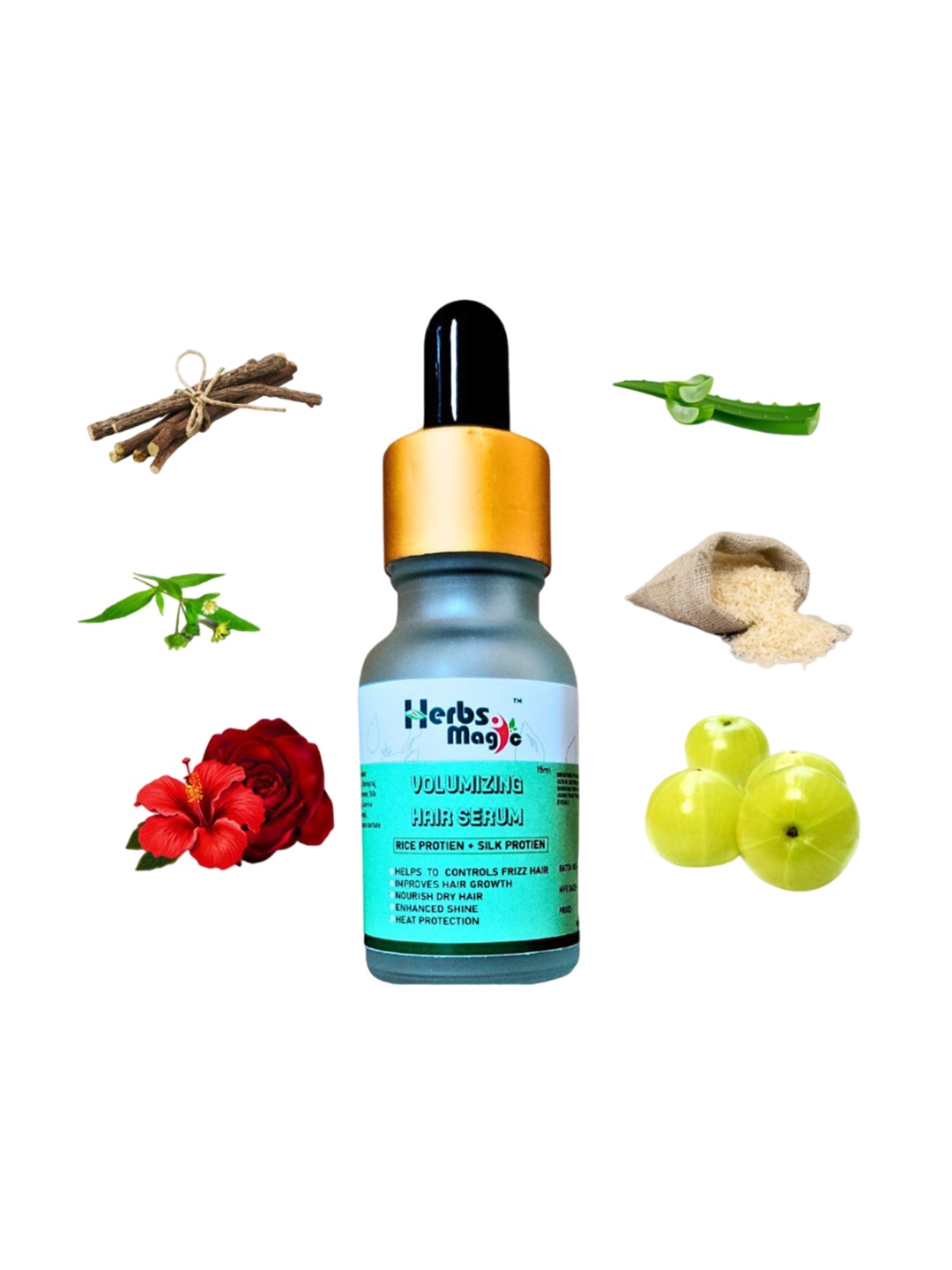 

Herbs Magic Hair Growth Serum With Bhringraj- 15 ml, Green