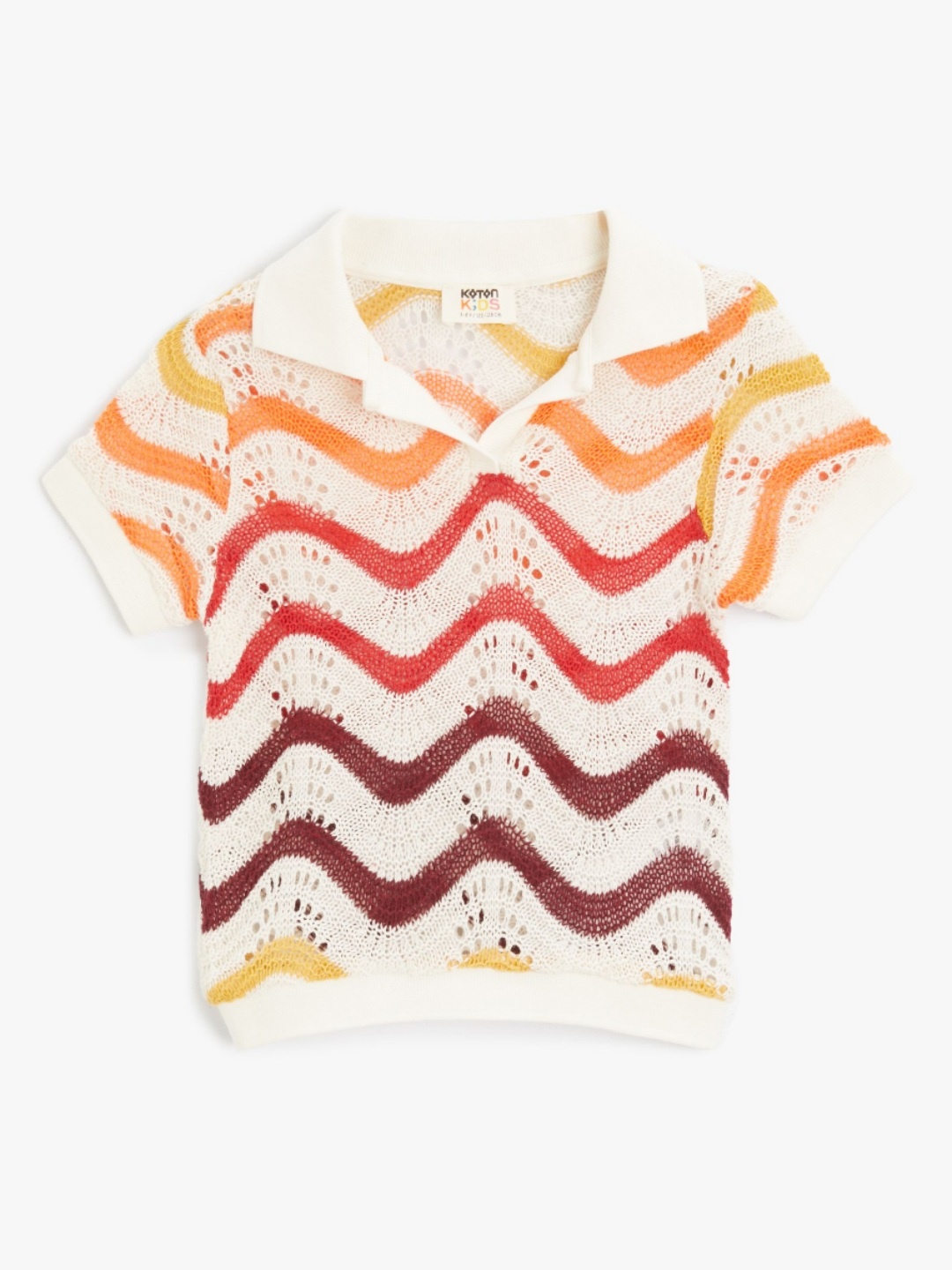 

Koton Girls Self Design Polo Collar T-shirt, White